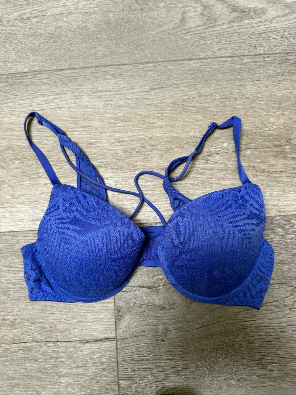 PINK Victoria's Secret Royal Blue Lace Push-Up Bra